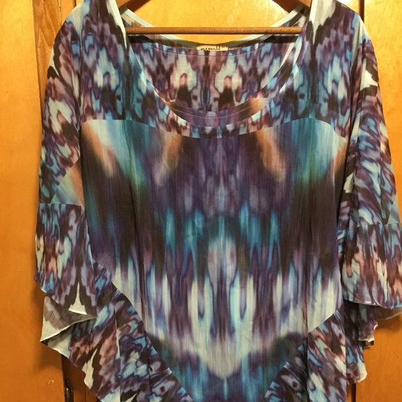 ONE WORLD Tops - Women's Tie Dyed Tank and Matching Sheer Poncho